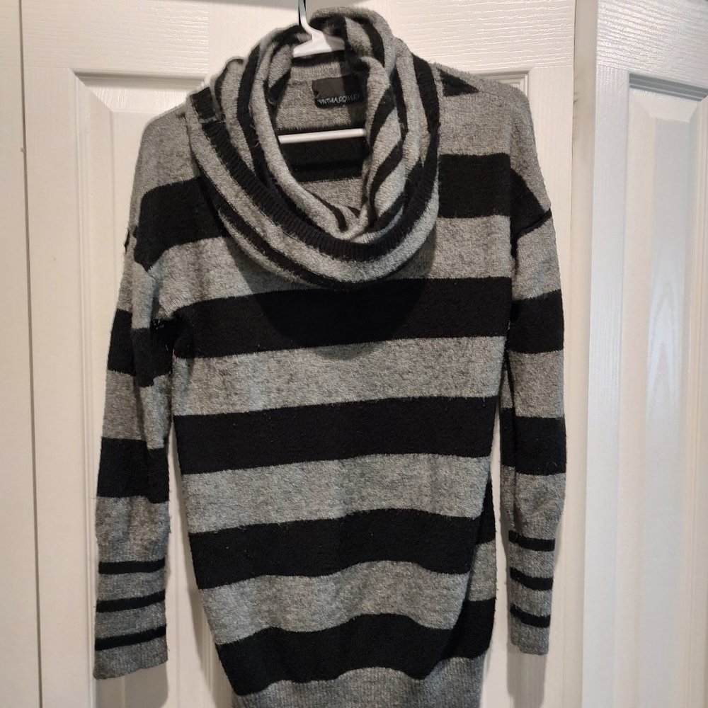 Cynthia Rowley: Gray and Black Striped Body Sweater
